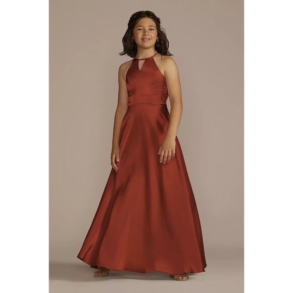 Galina Signature Junior Bridesmaids Dress Cinnamon Orange JB9955 Girls 6 - Picture 1 of 10